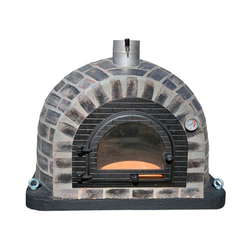 Four à pizza au bois en acier inoxydable et brique réfractaire