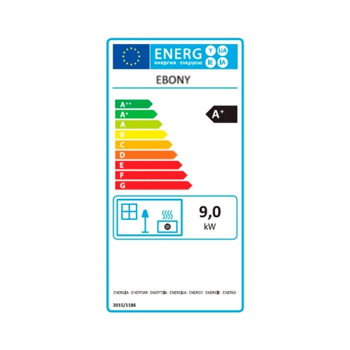 Image sur Poêle à granulés 9 kW Ebony avec ventilation frontale et détails en inox